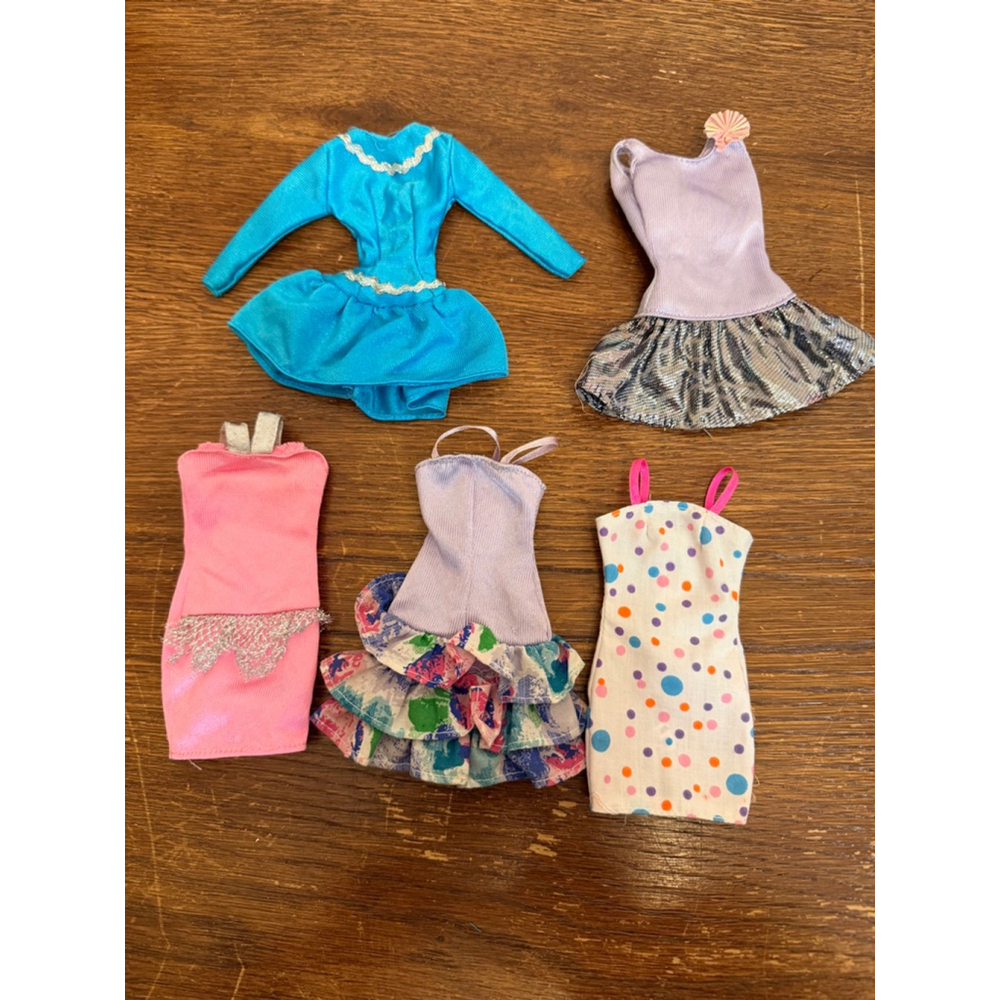 Vintage Barbie Dresses Lot 5 Genuine Tagged 80s 90s Mattel Fashion Doll Clothes